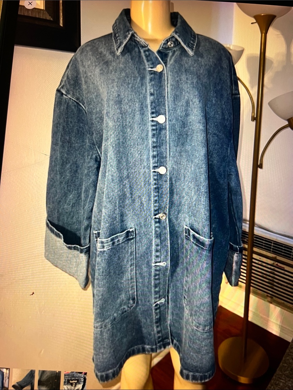 Boohoo Washed Blue Denim Coat